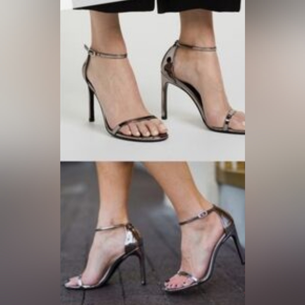 Stuart Weitzman "Nudistsong" in Pewter Glass Size 10